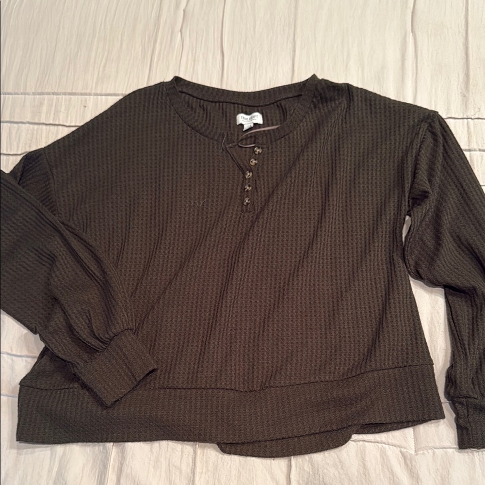 True Craft Green Polo Collar Boxy Sweatshirt